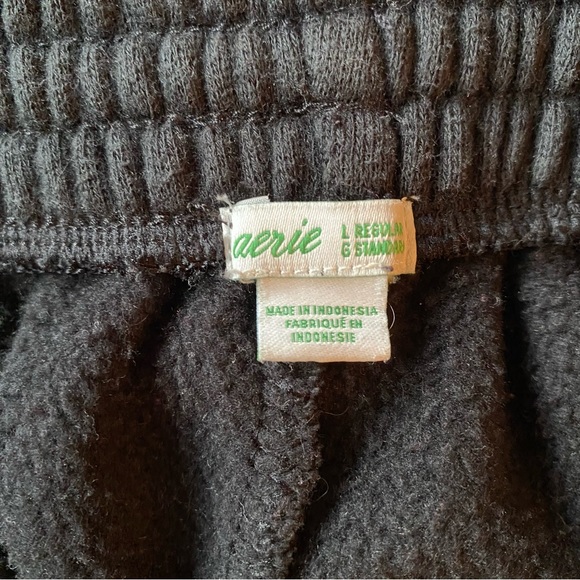 Aerie. Black joggers. Size large. Relaxed fit. Distressed fabric. Cuffed ankles. - Picture 3 of 7